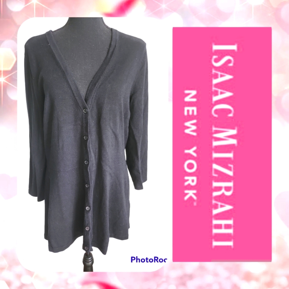 Isaac black peplum cardigan